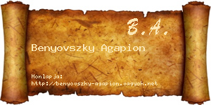 Benyovszky Agapion névjegykártya